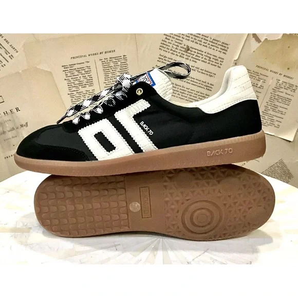 Free People Back 70 Ghost Sneakers Black Mixed Material 2 Tone Laces - Picture 5 of 11